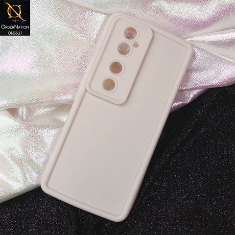 Vivo V40 Cover - Off White -Soft Silicone Case With Round Bumper Matte TPU Shockproof Cover