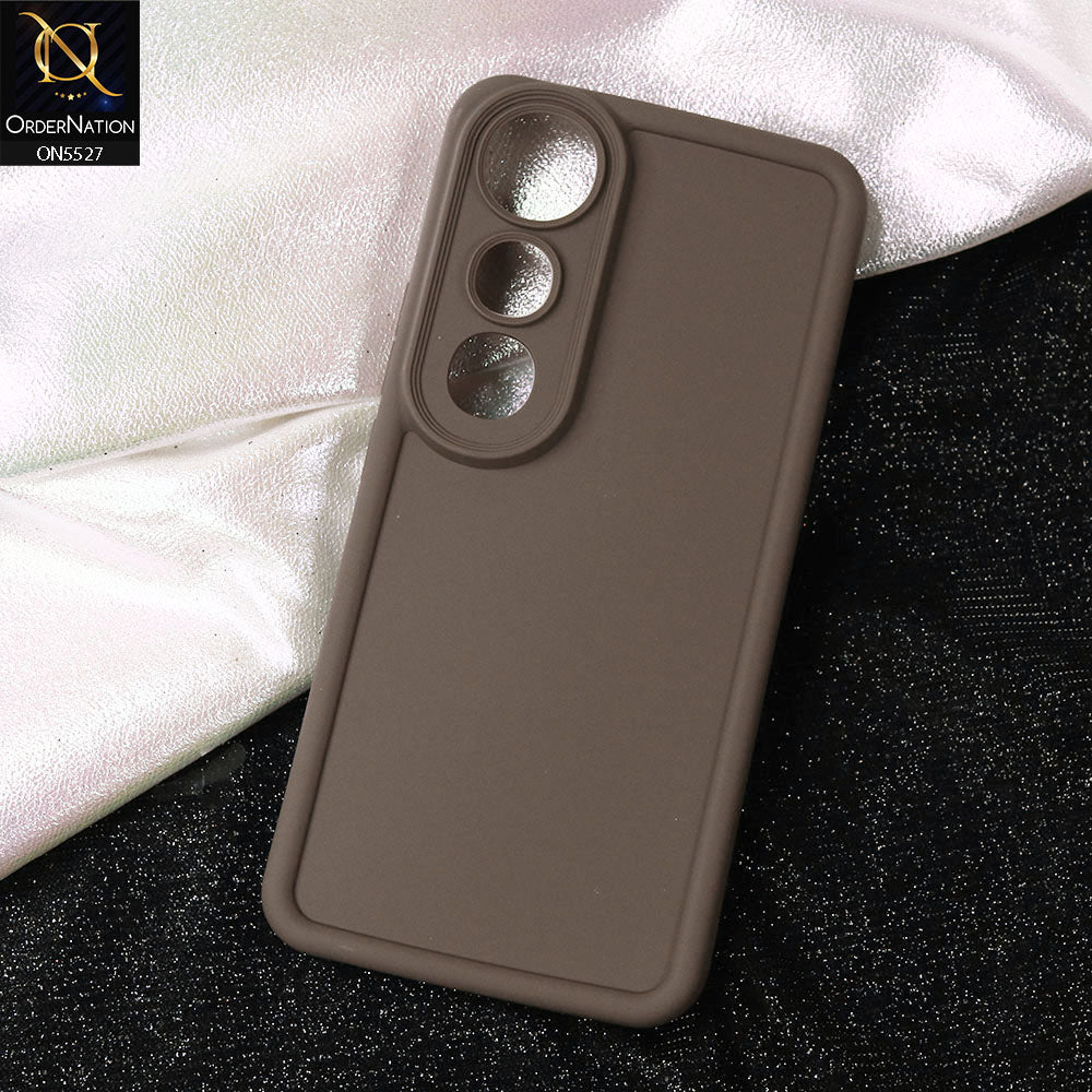 Vivo V50 Lite Cover - Brown -Soft Silicone Case With Round Bumper Matte TPU Shockproof Cover