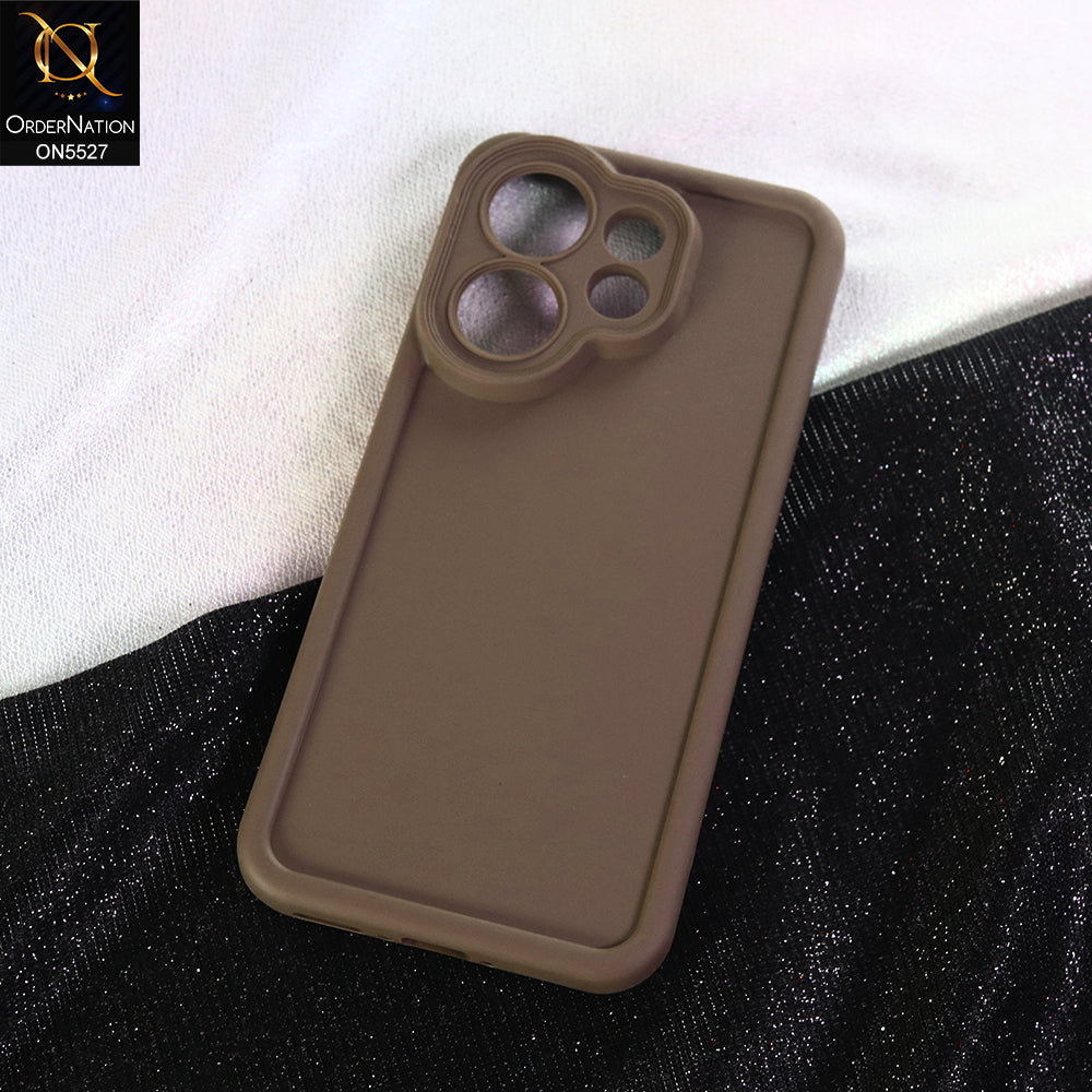 Vivo V60 Cover - Brown - Soft Silicone Case With Round Bumper Matte TPU Shockproof Cover