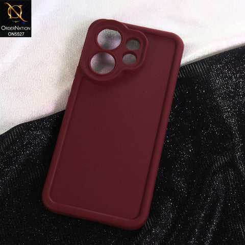Vivo V60 Cover - Maroon - Soft Silicone Case With Round Bumper Matte TPU Shockproof Cover