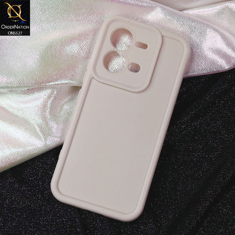 Vivo V25e Cover - Off White -Soft Silicone Case With Round Bumper Matte TPU Shockproof Cover