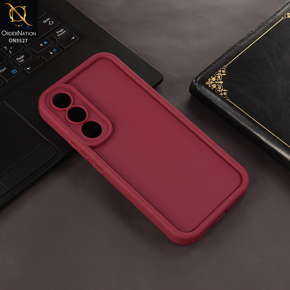 Vivo V70 FE Cover - Mahroon - Soft Silicone Case With Round Bumper Matte TPU Shockproof Cover