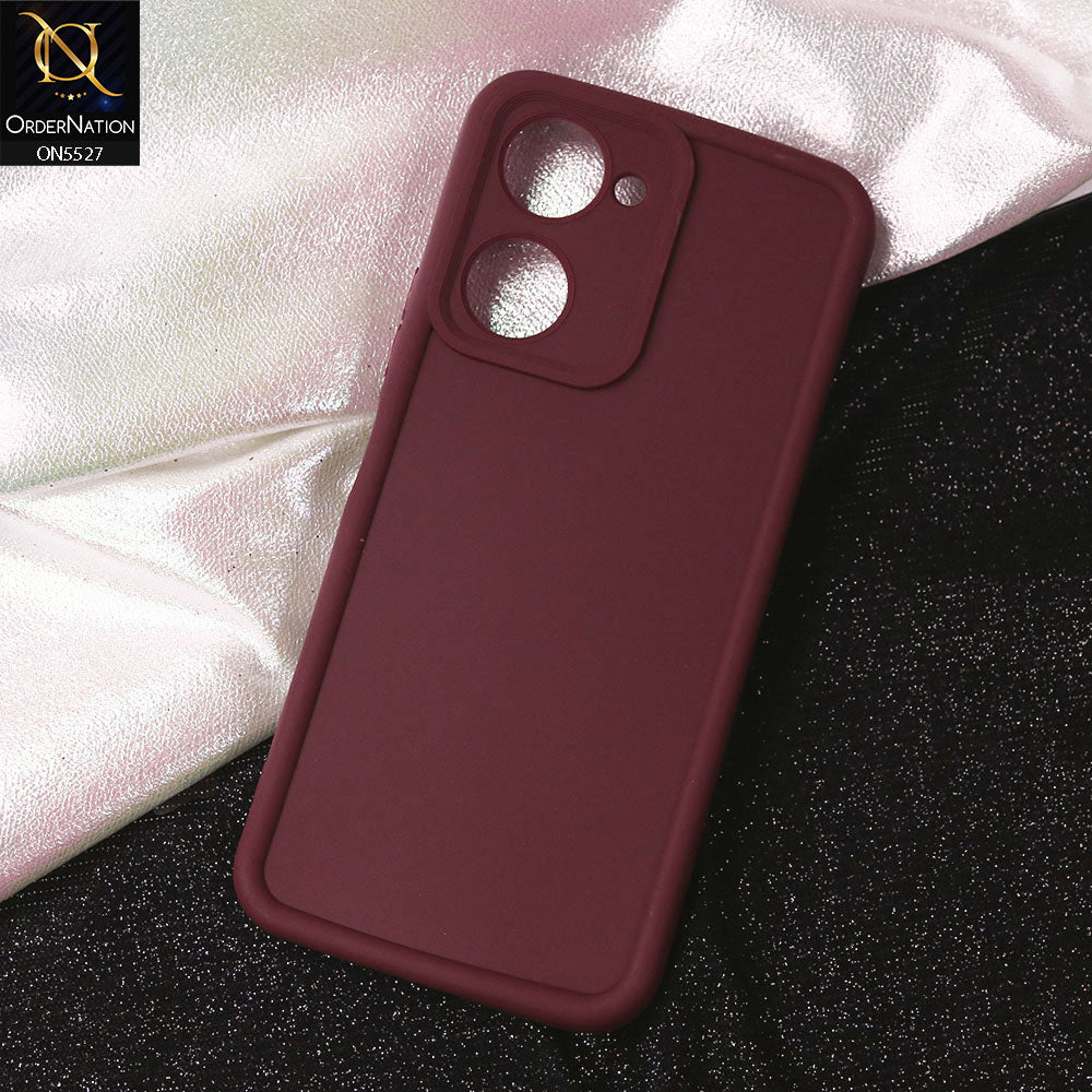 Vivo Y03 Cover - Maroon - Soft Silicone Case With Round Bumper Matte TPU Shockproof Cover