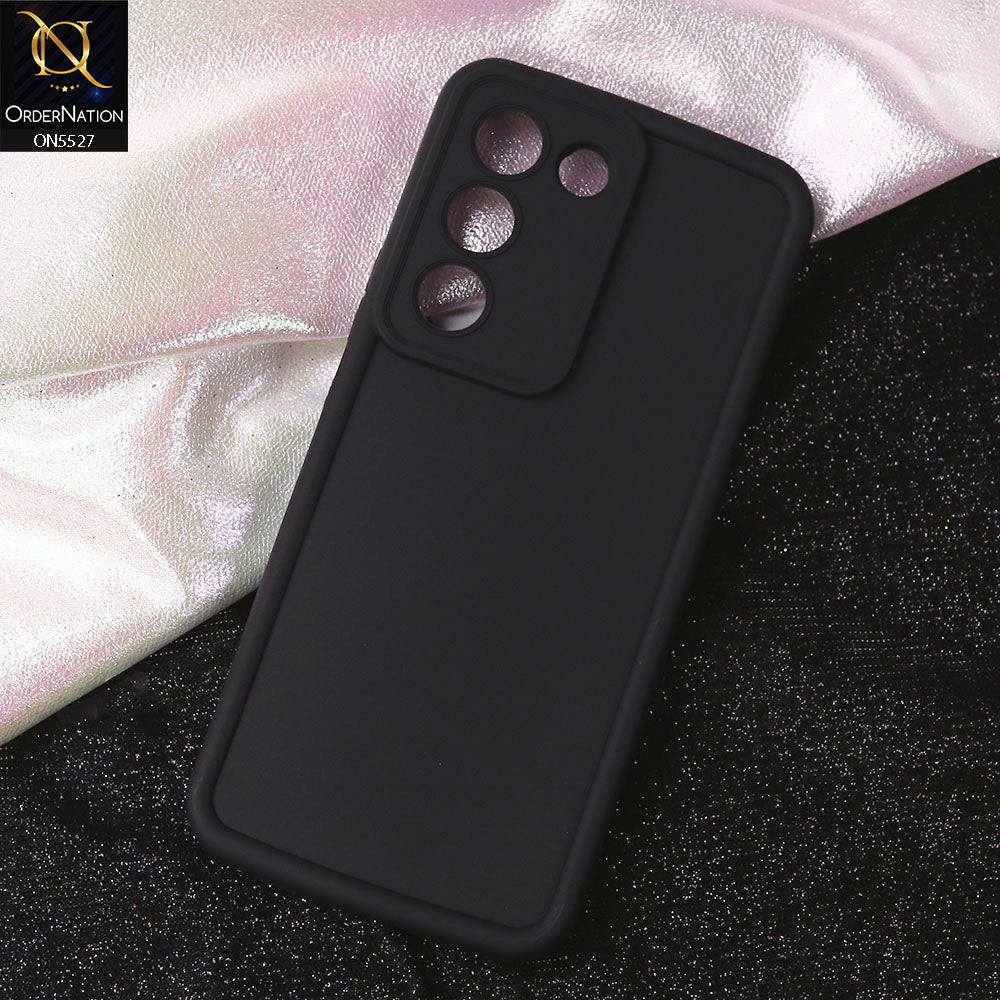Vivo Y200e Cover - Black - Soft Silicone Case With Round Bumper Matte TPU Shockproof Cover