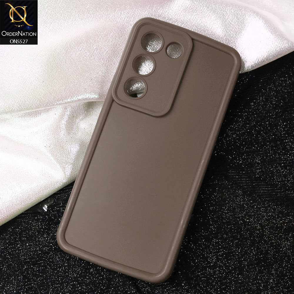 Vivo Y200e Cover - Brown -Soft Silicone Case With Round Bumper Matte TPU Shockproof Cover