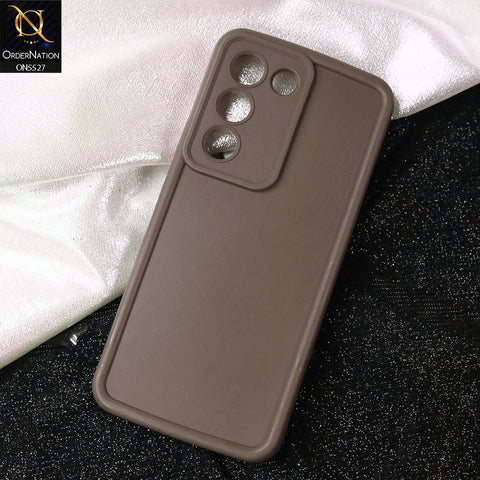Vivo Y200e Cover - Brown -Soft Silicone Case With Round Bumper Matte TPU Shockproof Cover