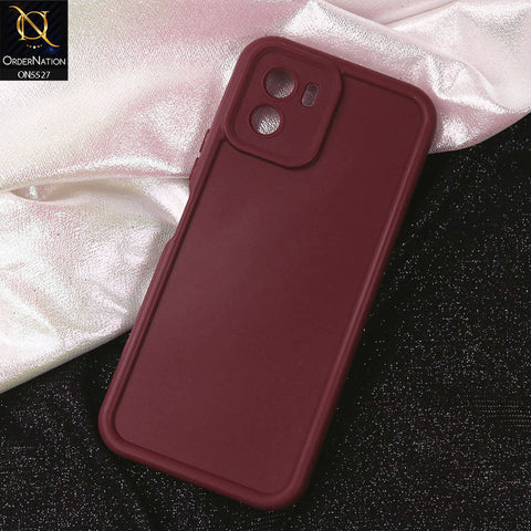 Vivo Y15s Cover - Maroon - Soft Silicone Case With Round Bumper Matte TPU Shockproof Cover