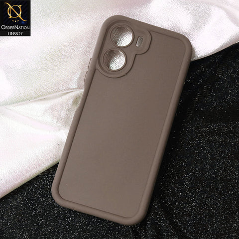 Vivo Y35m Cover - Brown -Soft Silicone Case With Round Bumper Matte TPU Shockproof Cover
