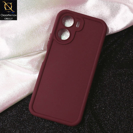 Vivo Y56 Cover - Maroon - Soft Silicone Case With Round Bumper Matte TPU Shockproof Cover