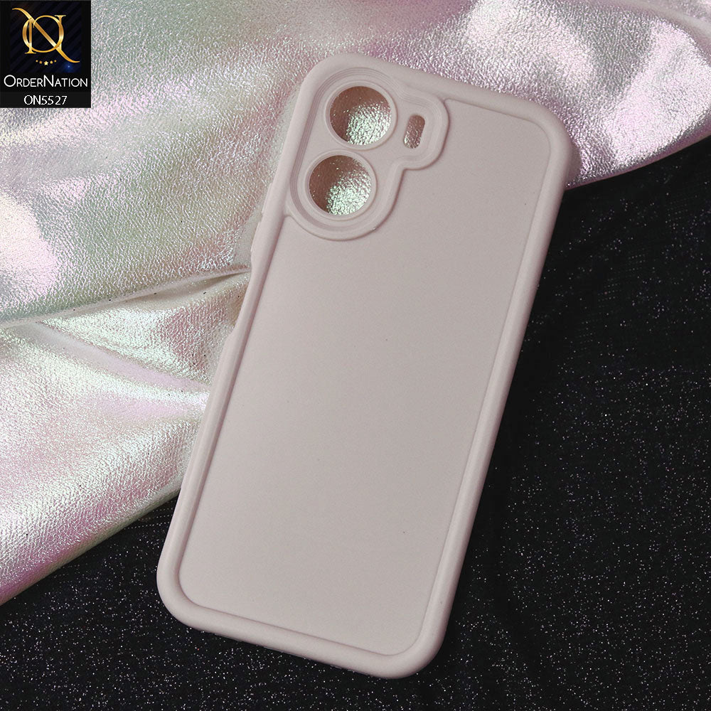Vivo Y35m Cover - Off White -Soft Silicone Case With Round Bumper Matte TPU Shockproof Cover