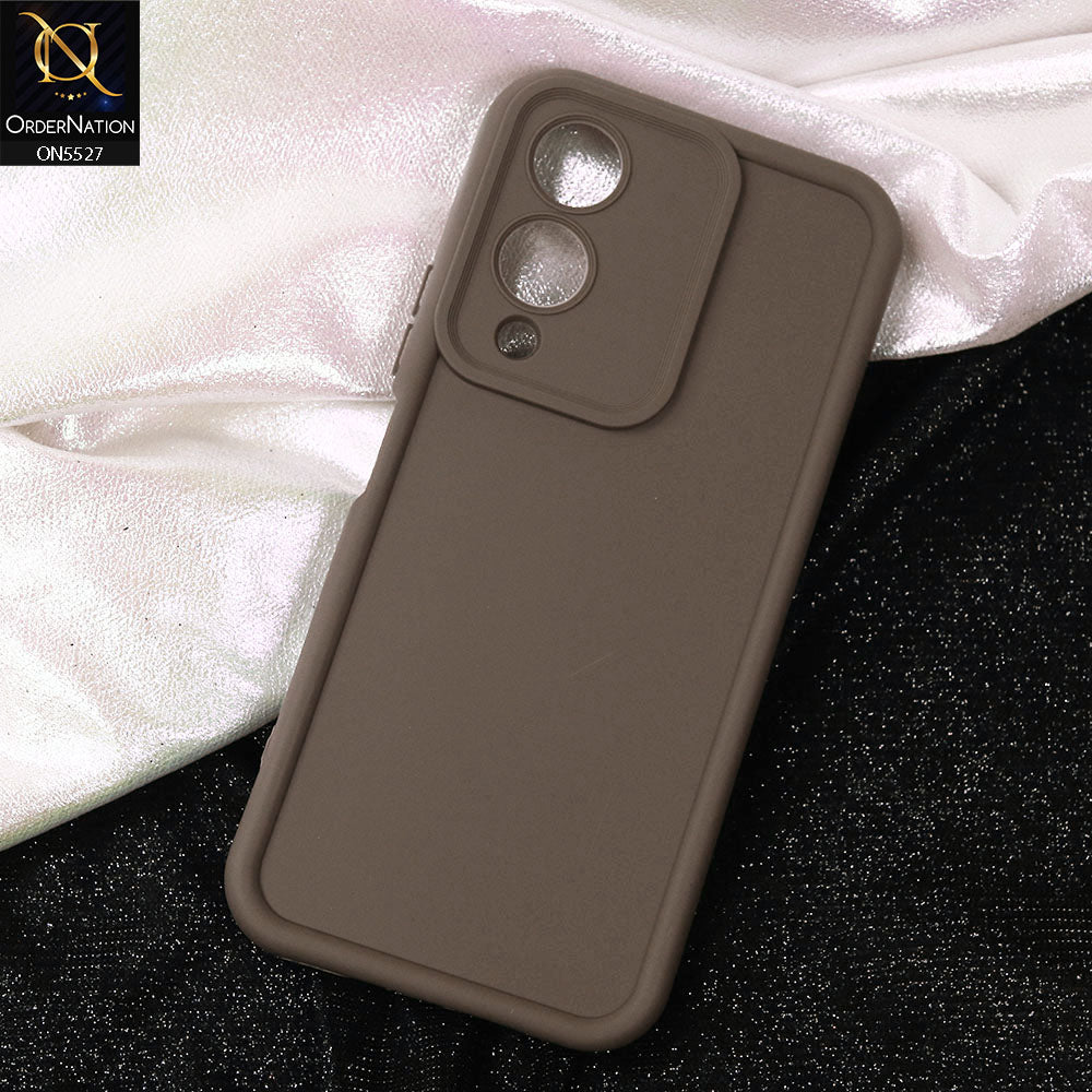 Vivo Y28 5G Cover - Brown -Soft Silicone Case With Round Bumper Matte TPU Shockproof Cover