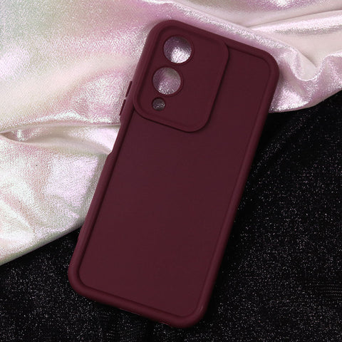Vivo Y28 5G Cover - Maroon - Soft Silicone Case With Round Bumper Matte TPU Shockproof Cover