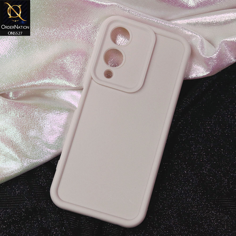 Vivo Y17s Cover - Off White -Soft Silicone Case With Round Bumper Matte TPU Shockproof Cover