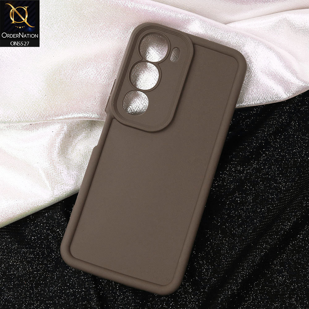 Vivo Y29 5G Cover - Brown -Soft Silicone Case With Round Bumper Matte TPU Shockproof Cover
