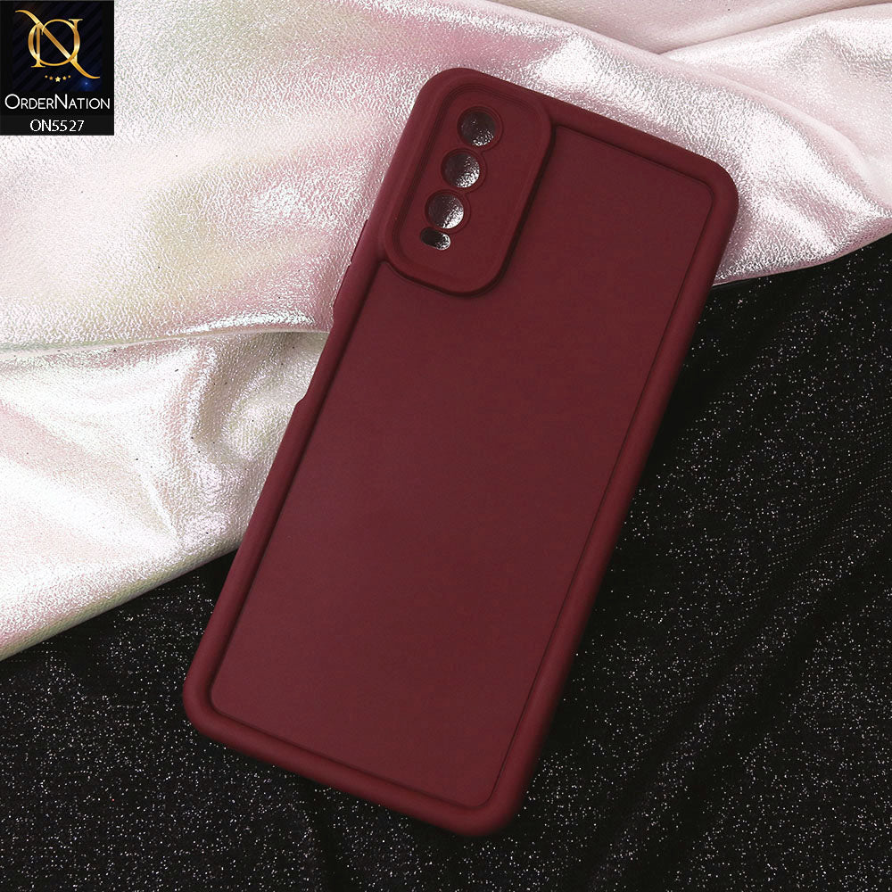 Vivo Y20 Cover - Maroon - Soft Silicone Case With Round Bumper Matte TPU Shockproof Cover