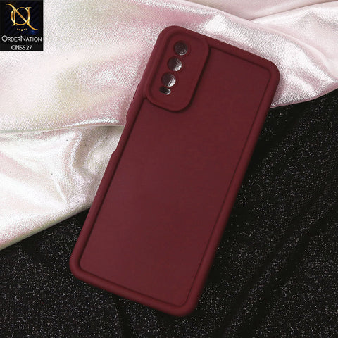 Vivo Y20 Cover - Maroon - Soft Silicone Case With Round Bumper Matte TPU Shockproof Cover