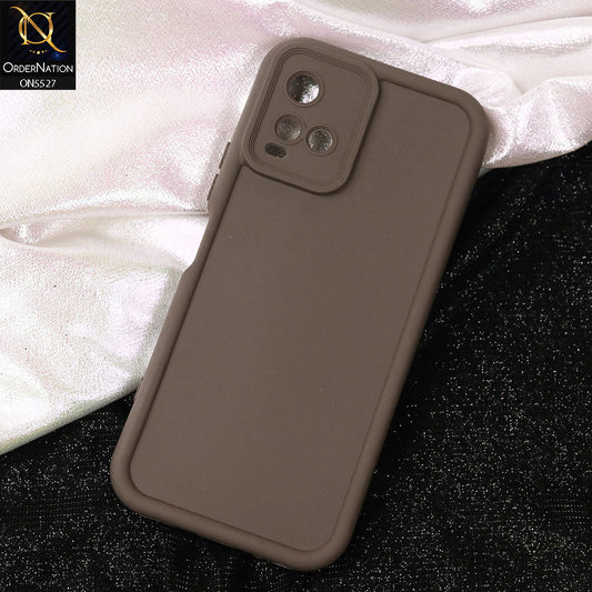 Vivo Y21 Cover - Brown -Soft Silicone Case With Round Bumper Matte TPU Shockproof Cover