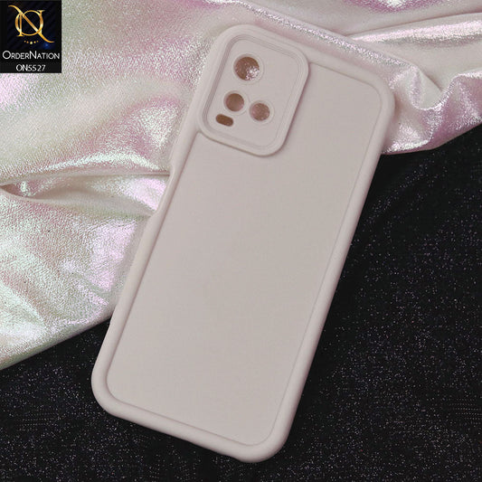 Vivo Y21 Cover - Off White -Soft Silicone Case With Round Bumper Matte TPU Shockproof Cover