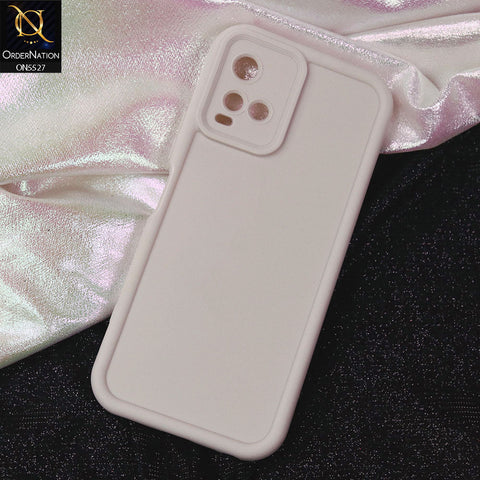 Vivo Y21 Cover - Off White -Soft Silicone Case With Round Bumper Matte TPU Shockproof Cover