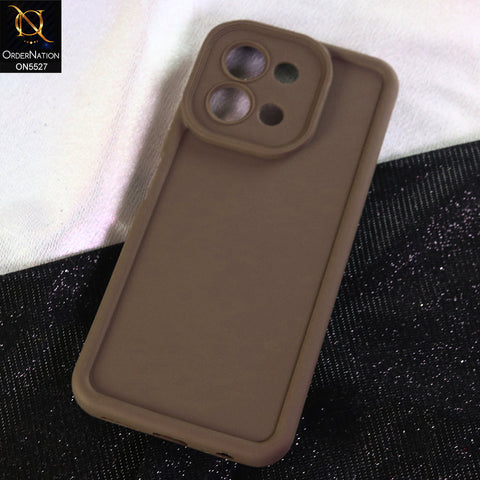 Vivo Y28 4G Cover - Brown - Soft Silicone Case With Round Bumper Matte TPU Shockproof Cover