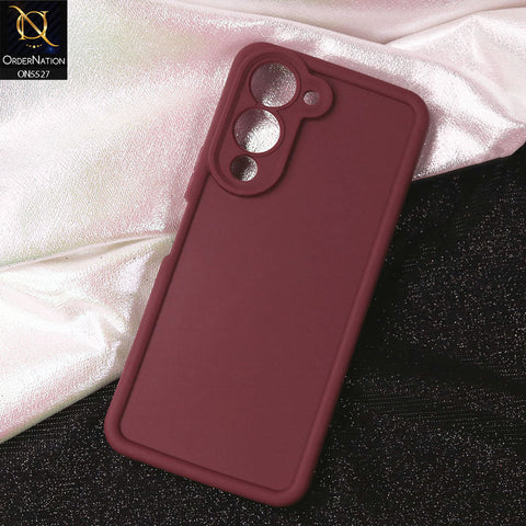 Vivo Y04 Cover - Maroon - Soft Silicone Case With Round Bumper Matte TPU Shockproof Cover