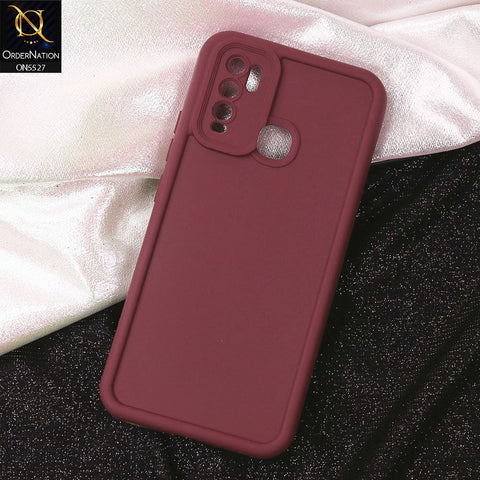 Vivo Y30 Cover - Maroon - Soft Silicone Case With Round Bumper Matte TPU Shockproof Cover