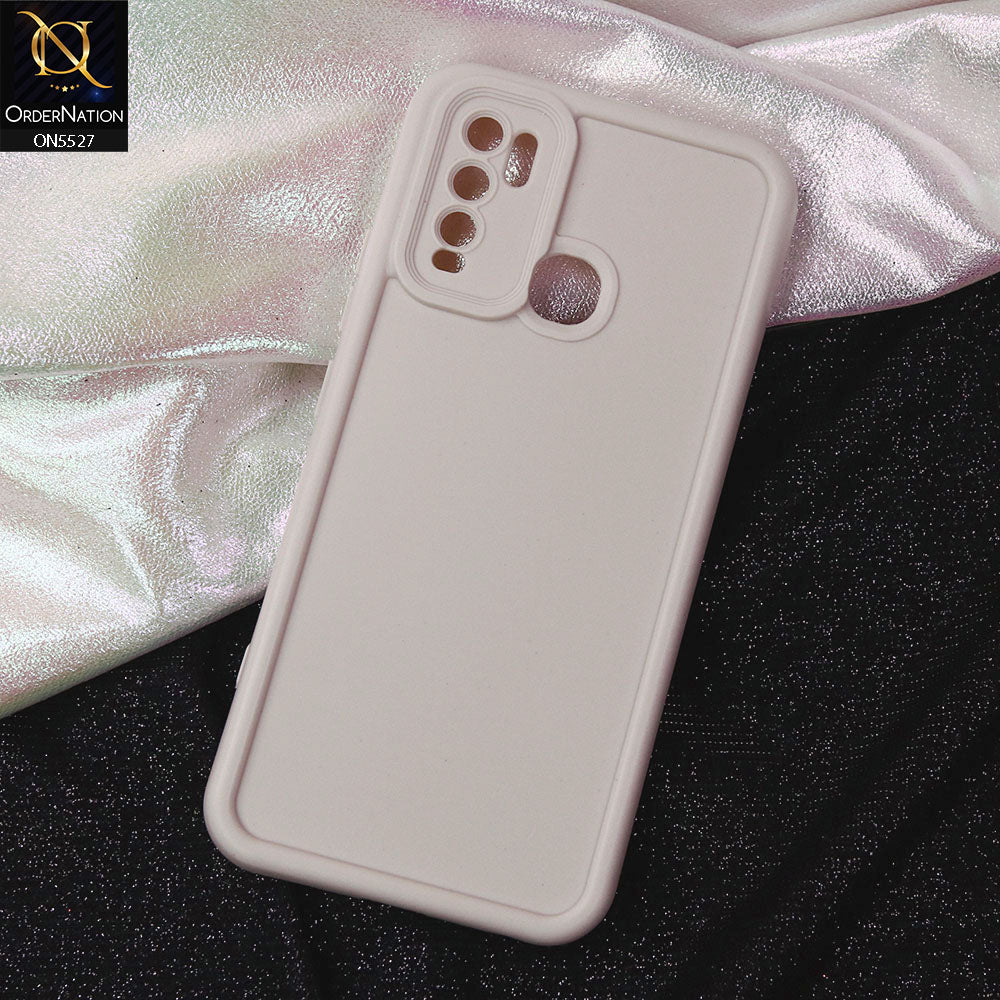 Vivo Y30 Cover - Off White -Soft Silicone Case With Round Bumper Matte TPU Shockproof Cover