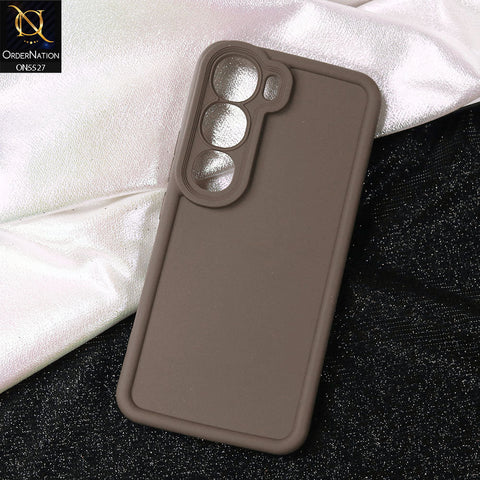 Vivo V40 Lite (IDN) Cover - Brown -Soft Silicone Case With Round Bumper Matte TPU Shockproof Cover