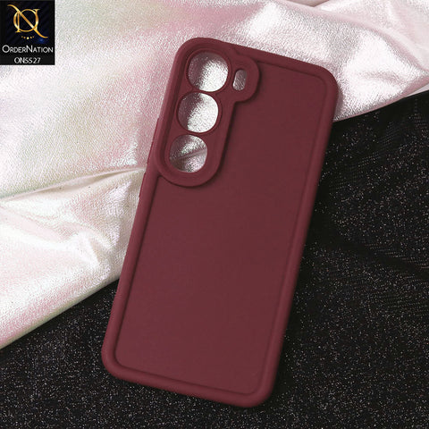 Vivo Y300 Cover - Maroon - Soft Silicone Case With Round Bumper Matte TPU Shockproof Cover