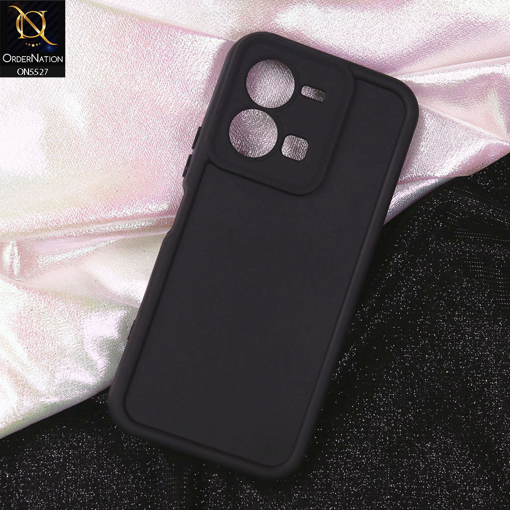 Vivo Y35 Cover - Black - Soft Silicone Case With Round Bumper Matte TPU Shockproof Cover