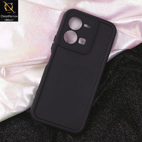Vivo Y35 Cover - Black - Soft Silicone Case With Round Bumper Matte TPU Shockproof Cover