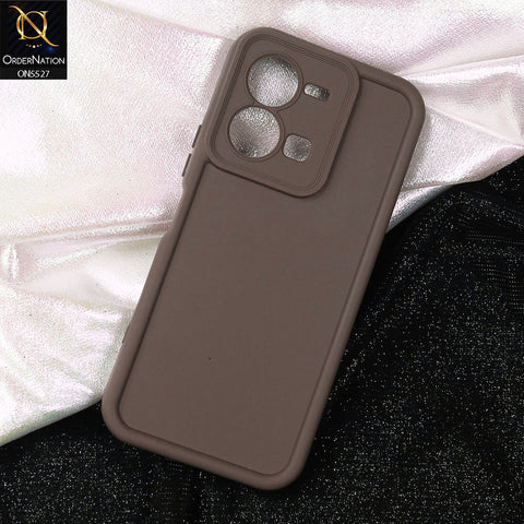 Vivo Y35 Cover - Brown -Soft Silicone Case With Round Bumper Matte TPU Shockproof Cover