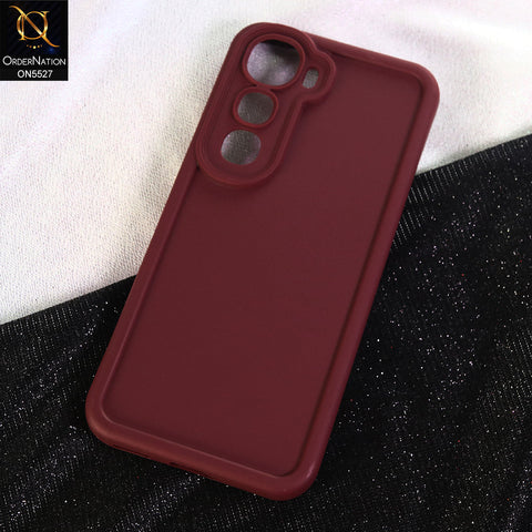 Vivo Y400 4G Cover - Maroon - Soft Silicone Case With Round Bumper Matte TPU Shockproof Cover