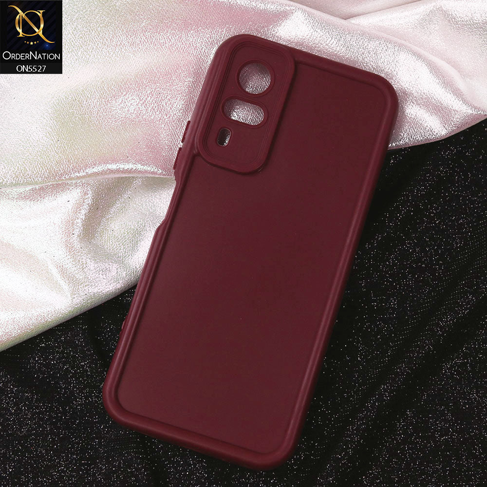 Vivo Y33 Cover - Maroon - Soft Silicone Case With Round Bumper Matte TPU Shockproof Cover
