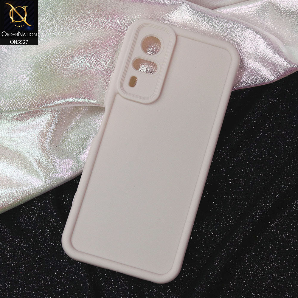 Vivo Y31 Cover - Off White -Soft Silicone Case With Round Bumper Matte TPU Shockproof Cover