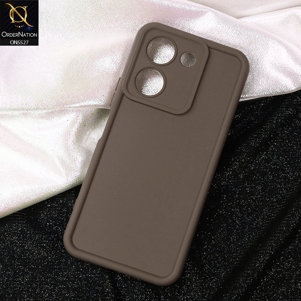 Vivo Y27s Cover - Brown -Soft Silicone Case With Round Bumper Matte TPU Shockproof Cover