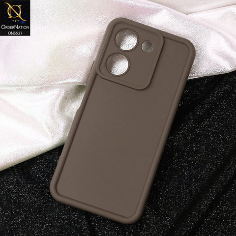 Vivo Y27s Cover - Brown -Soft Silicone Case With Round Bumper Matte TPU Shockproof Cover