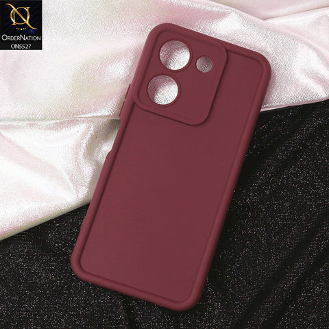 Vivo Y27s Cover - Maroon - Soft Silicone Case With Round Bumper Matte TPU Shockproof Cover