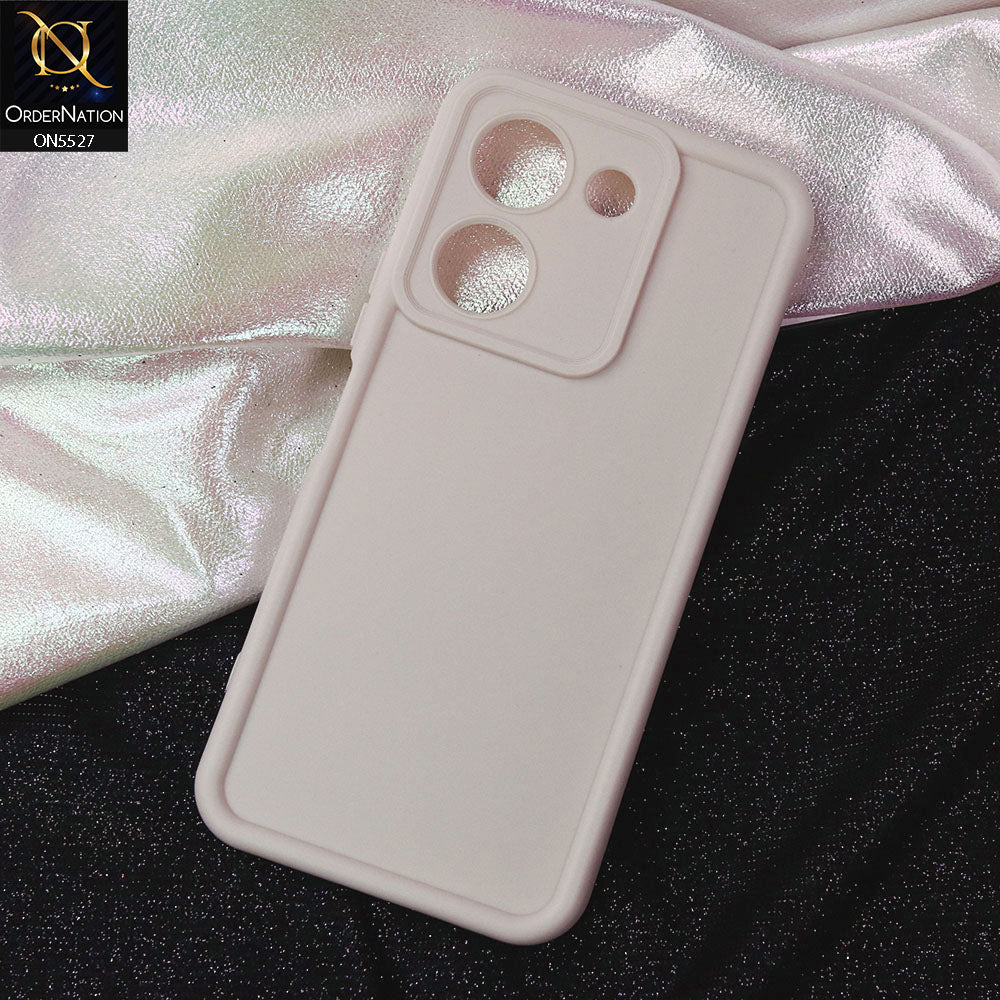 Vivo Y27s Cover - Off White -Soft Silicone Case With Round Bumper Matte TPU Shockproof Cover