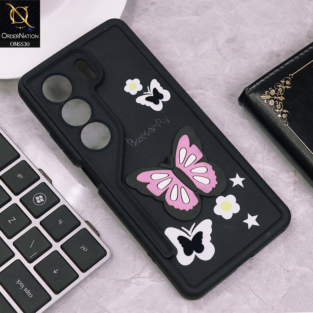Tecno Camon 40 Pro Cover - Black - 3D Butterfly Soft Case With Camera Protection Case