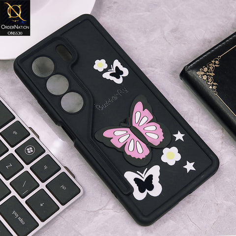 Tecno Camon 40 Pro Cover - Black - 3D Butterfly Soft Case With Camera Protection Case