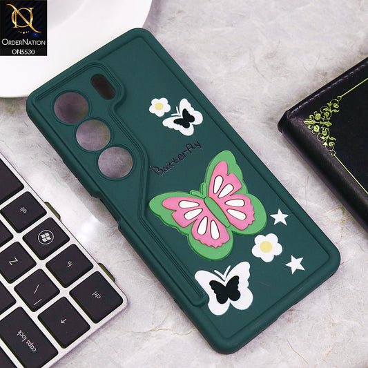 Tecno Camon 40 Cover - Green - 3D Butterfly Soft Case With Camera Protection Case