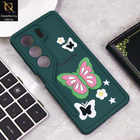 Tecno Camon 40 Pro Cover - Green - 3D Butterfly Soft Case With Camera Protection Case