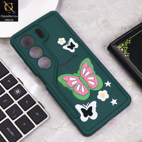 Tecno Camon 40 Pro Cover - Green - 3D Butterfly Soft Case With Camera Protection Case