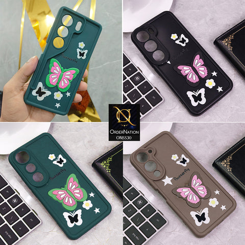 Oppo F25 Pro Cover - Brown - 3D Butterfly Soft Case With Camera Protection Case