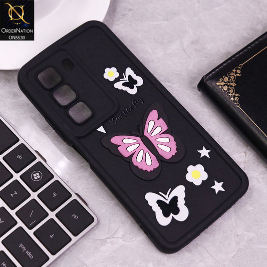 Infinix Hot 50 4G Cover - Black - 3D Butterfly Soft Case With Camera Protection Case
