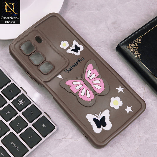 Infinix Hot 50 4G Cover - Brown - 3D Butterfly Soft Case With Camera Protection Case