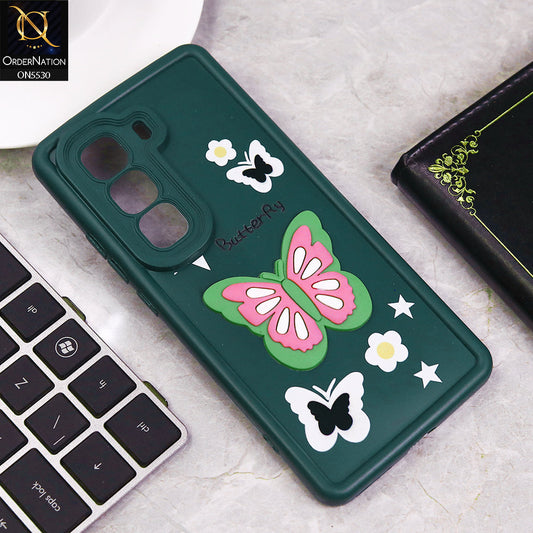 Infinix Hot 50 Pro Cover - Green - 3D Butterfly Soft Case With Camera Protection Case