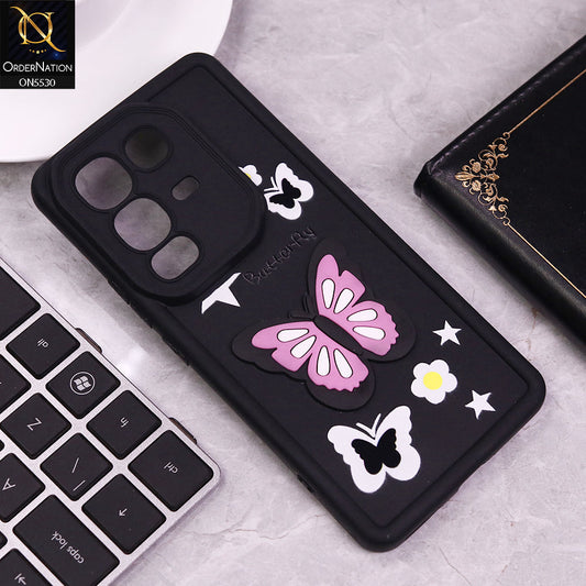 Infinix Note 50 Pro 4G Cover - Black - 3D Butterfly Soft Case With Camera Protection Case