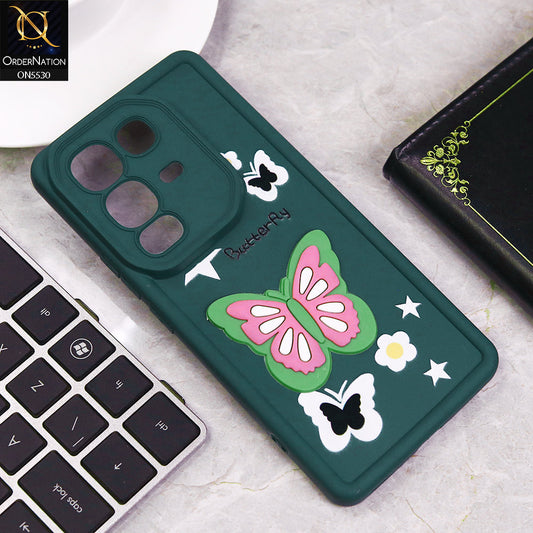 Infinix Note 50 Pro 4G Cover - Green - 3D Butterfly Soft Case With Camera Protection Case